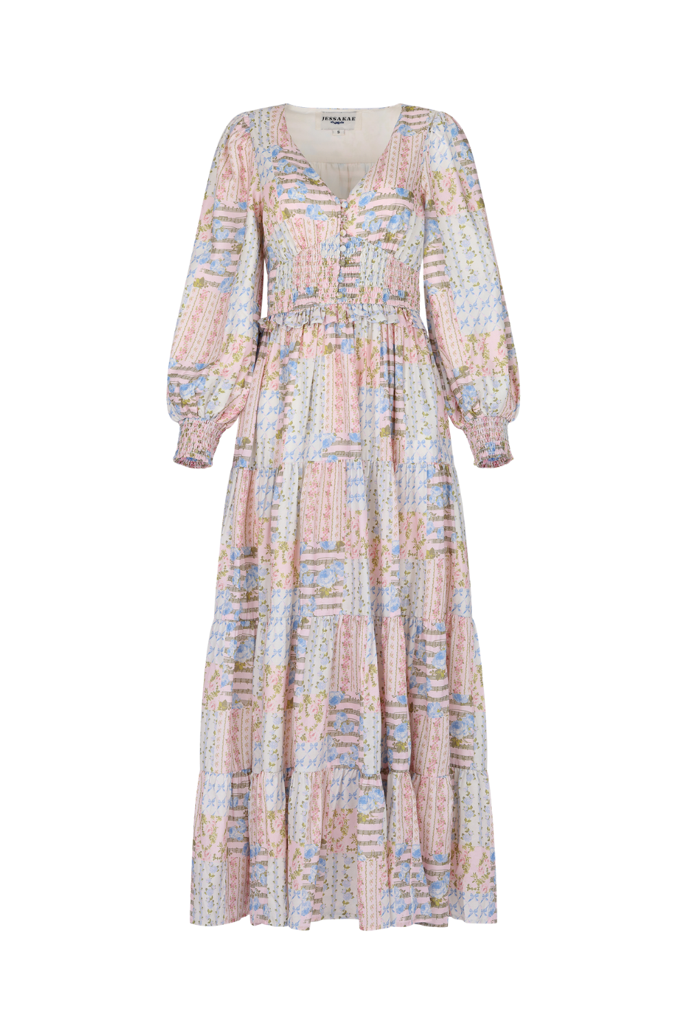chic size inclusive model wearing JessaKae Garden Rose Patchwork Maxi Dress - Pink