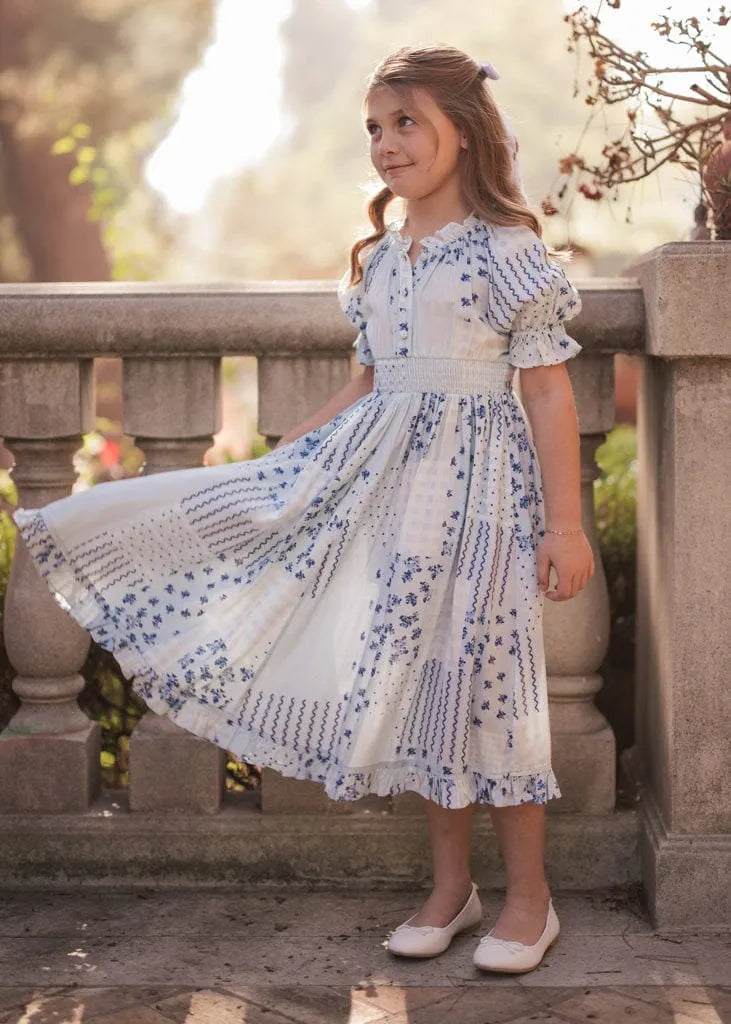 Alice Girls Dress Girls Dress - JessaKae - Alice Girls Dress - Chamomile Blue / 12-18M