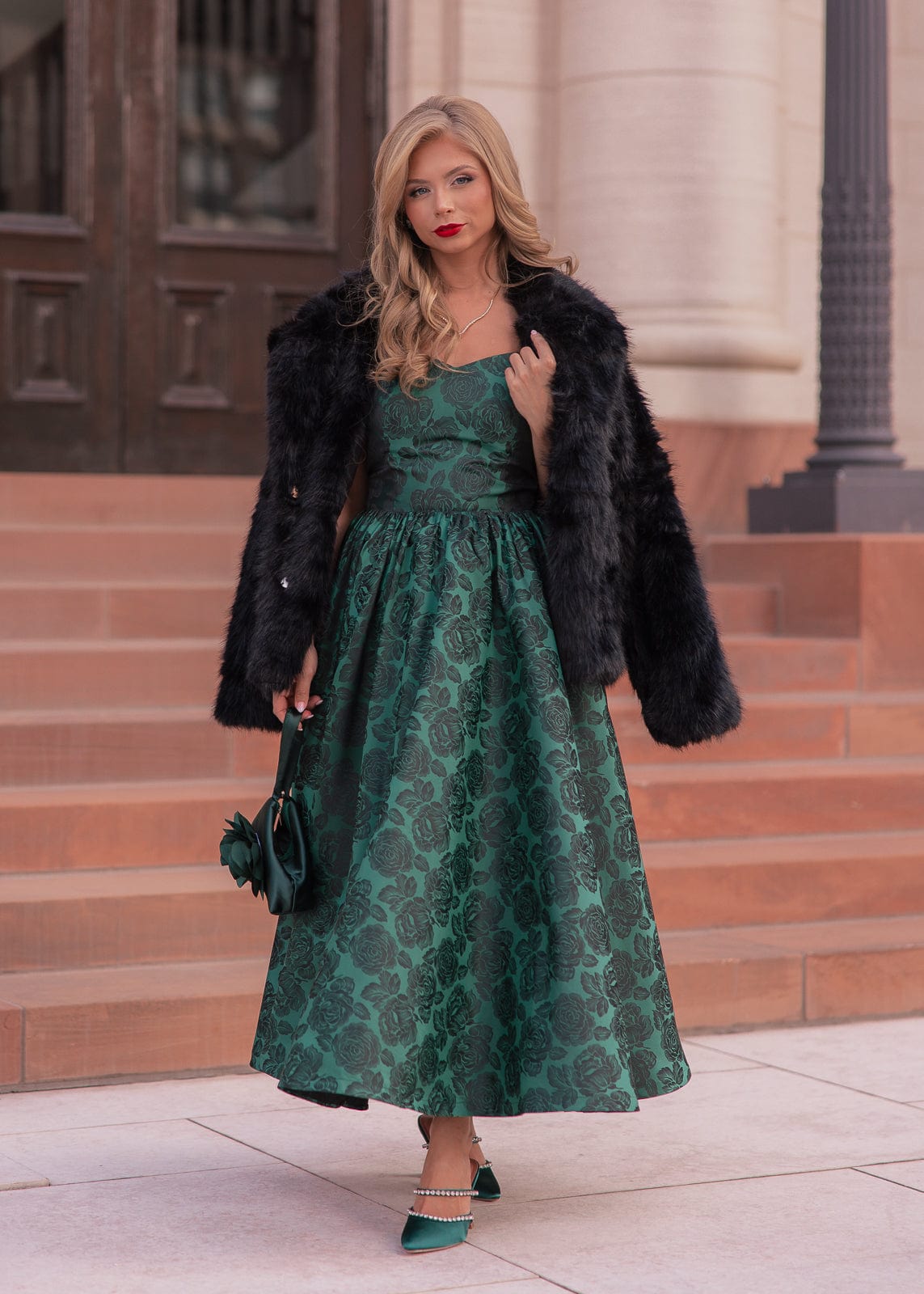 Campbell Floral Print Corset Midi Dress - Green | Occasion Dress in Sizes XXS6X | JessaKae Campbell Floral Print Corset Midi Dress - Green | Occasion Dress in Sizes XXS6X | JessaKae