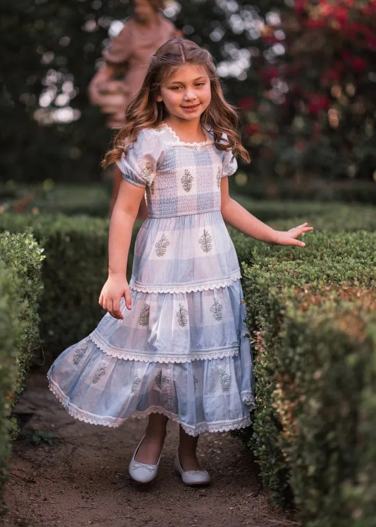 Felicia Girls Dress Girls Dress - JessaKae - Felicia Girls Dress - Cornflower / 12-18M