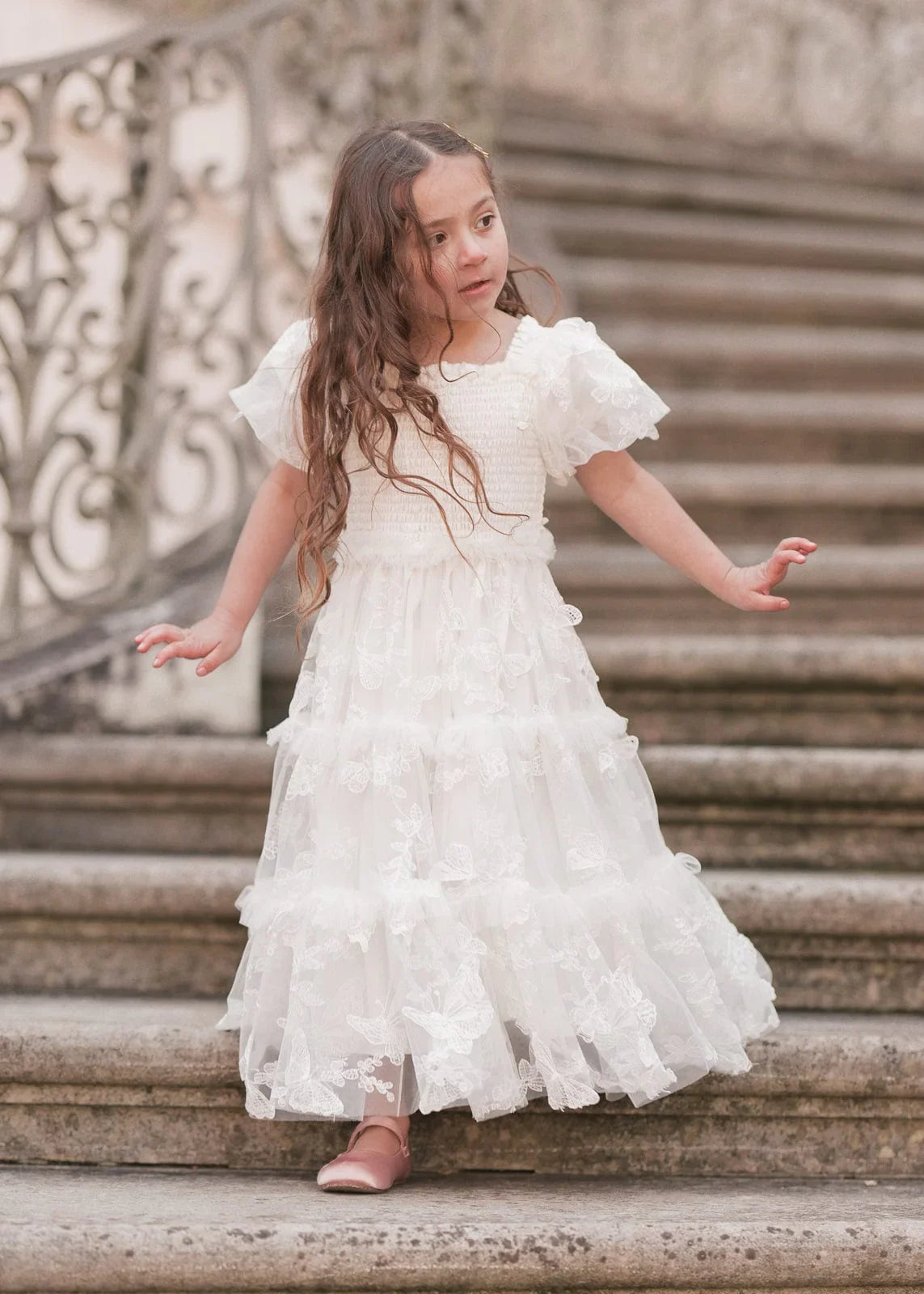 Flutter Girls Dress - JessaKae - Flutter Girls Dress - White Eternity / 12-18M