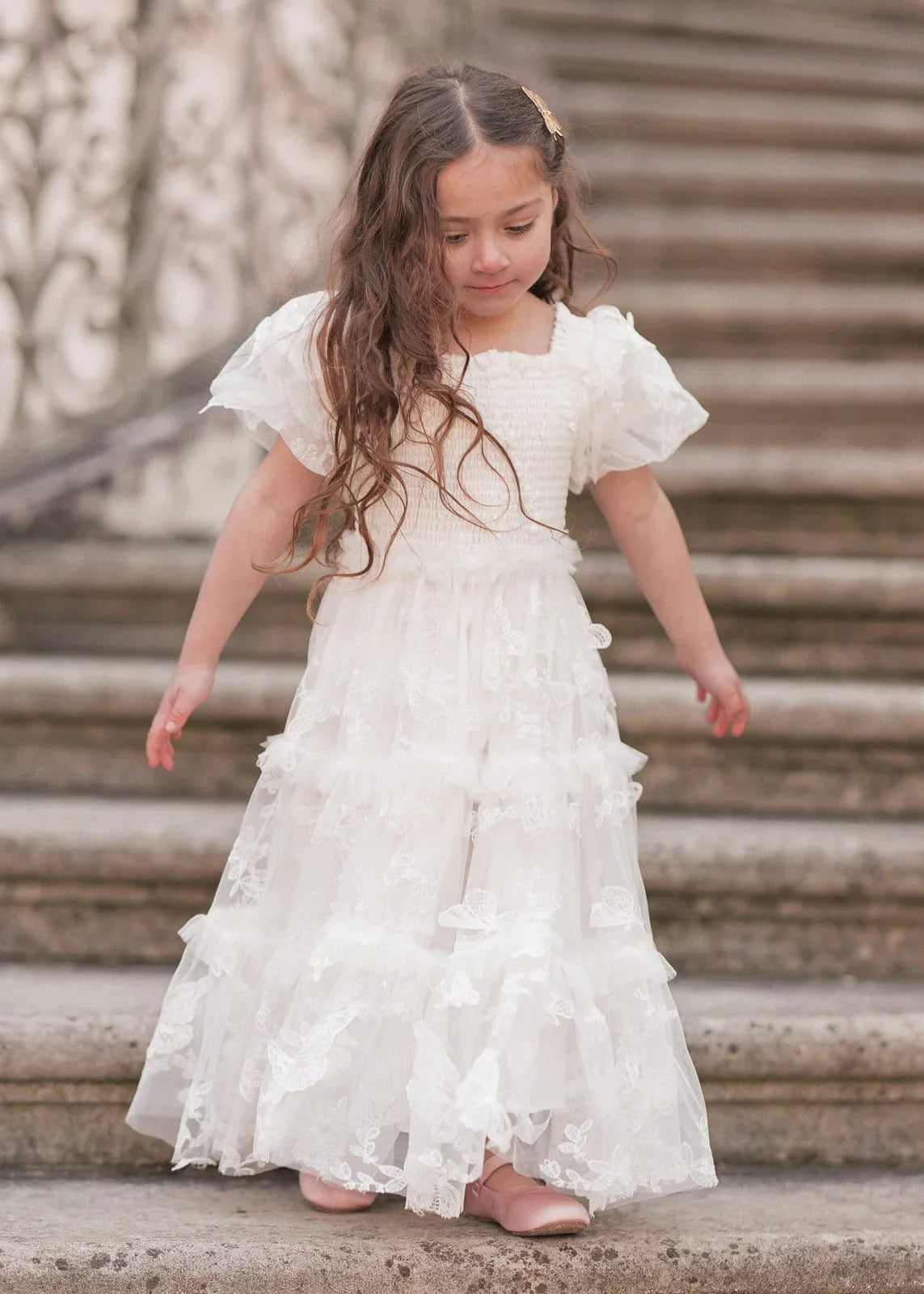 Flutter Girls Dress - JessaKae - Flutter Girls Dress - White Eternity / 12-18M