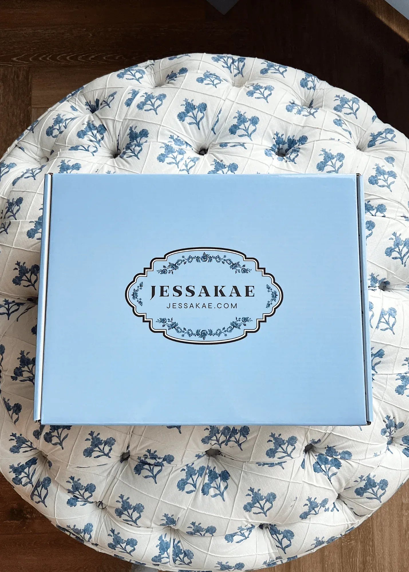 chic size inclusive model wearing JessaKae Gift Box Blue