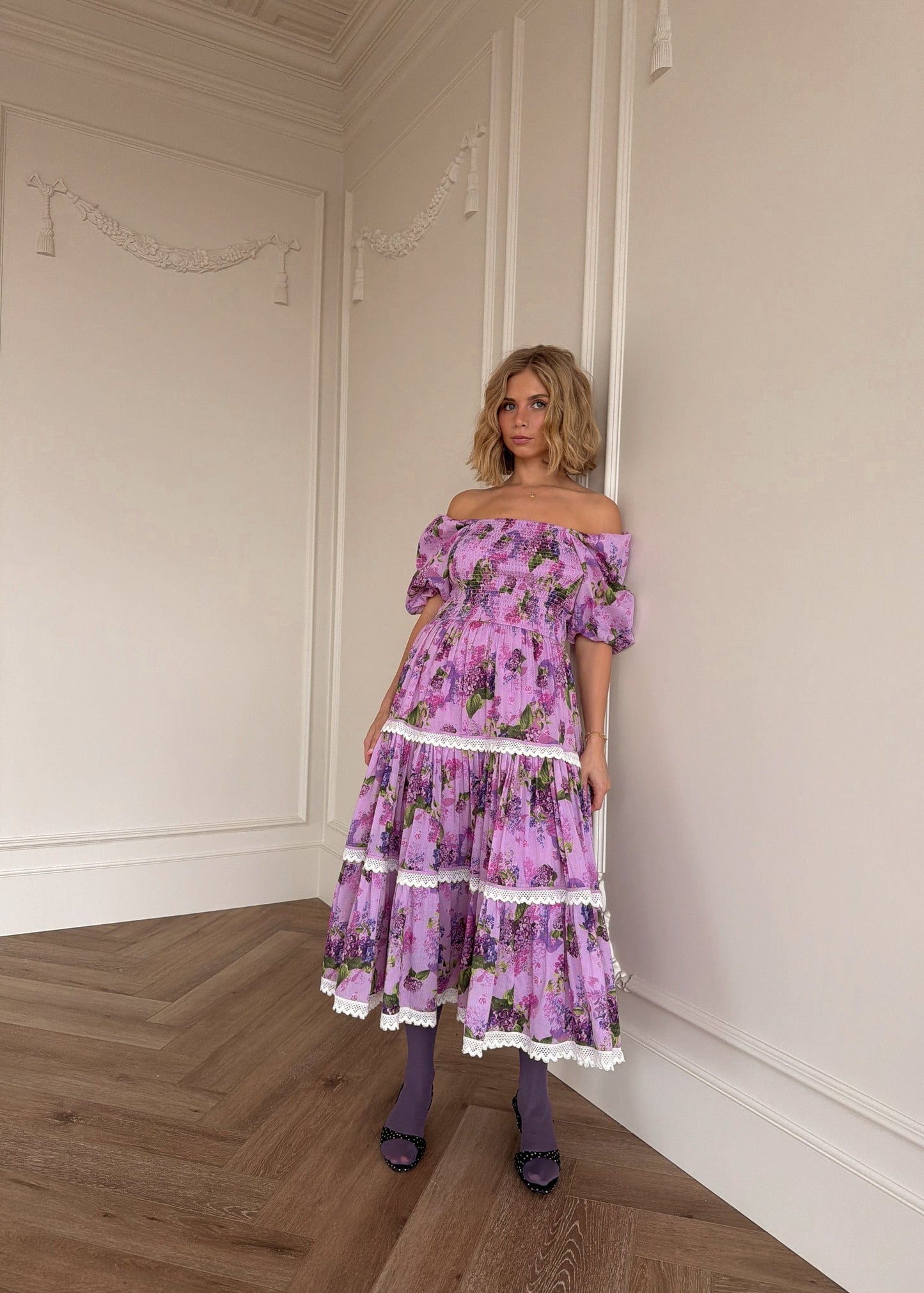 chic size inclusive model wearing JessaKae Lilac Dress Dresses