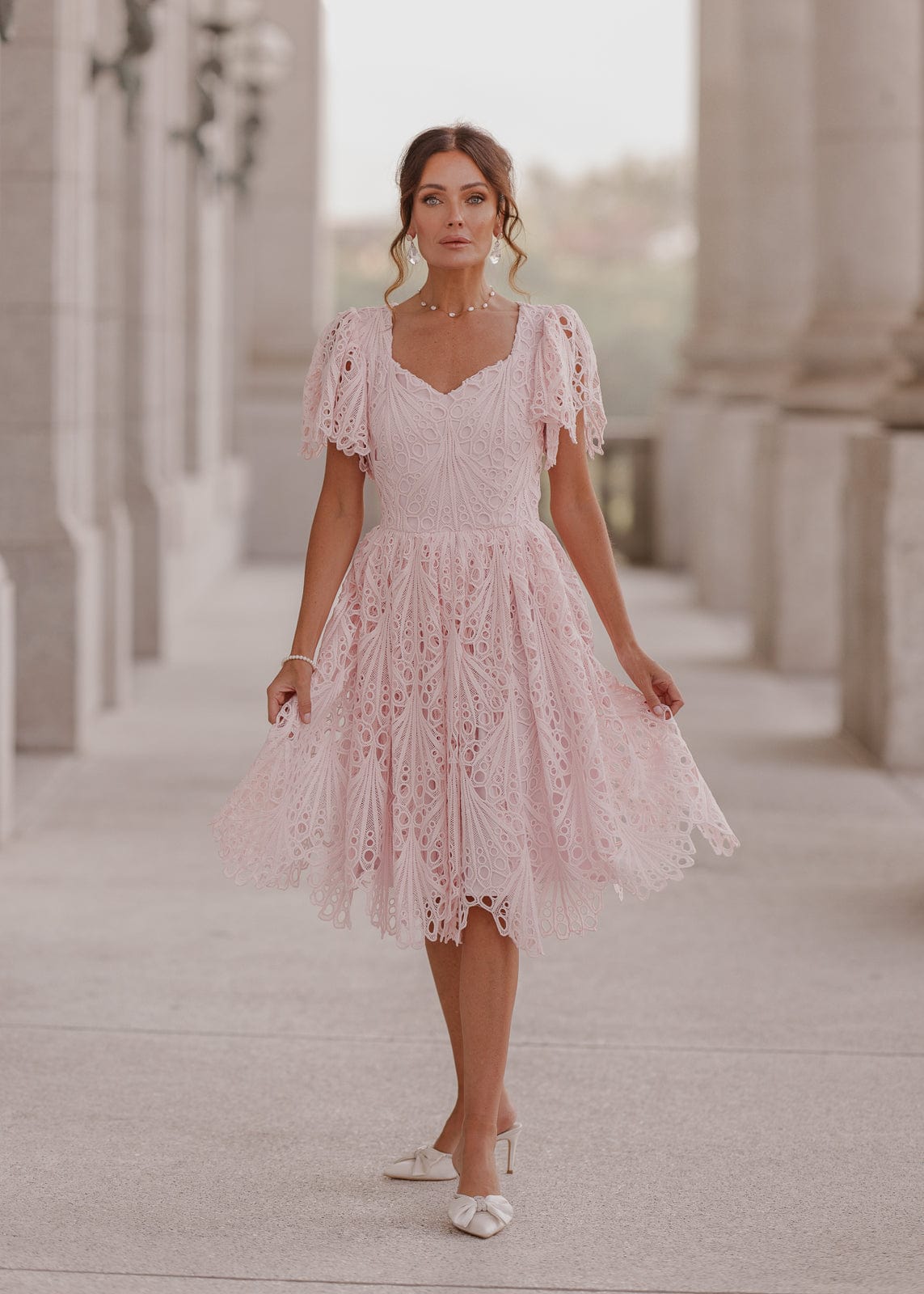 chic size inclusive model wearing JessaKae Linda Dress