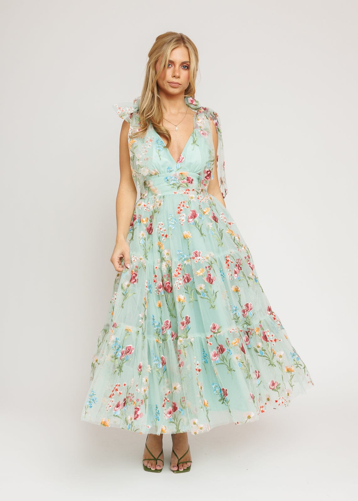 Margaret Floral Midi Dress Green | Occasion Dress in Sizes XXS6X | JessaKae Margaret Floral Midi Dress Green | Occasion Dress in Sizes XXS6X | JessaKae