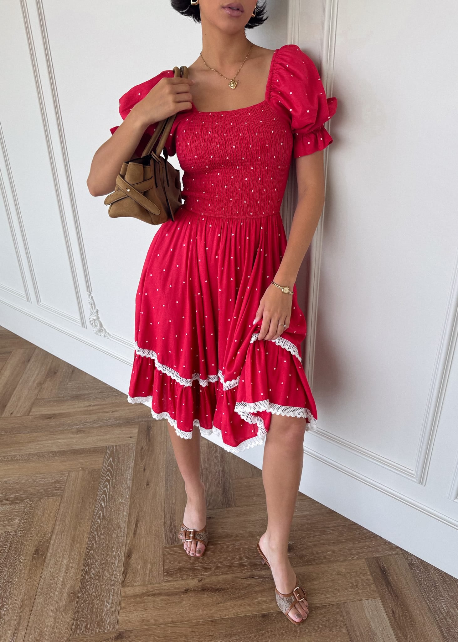 Red Polka Dot Puff Sleeve Dress | Occasion Dress in Sizes XXS–6X