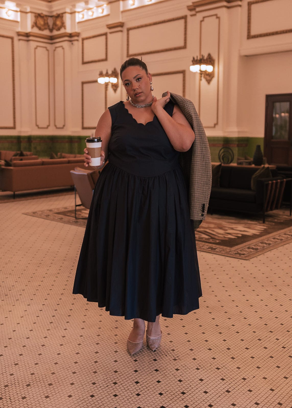 chic size inclusive model wearing JessaKae Nantucket Grove Dress