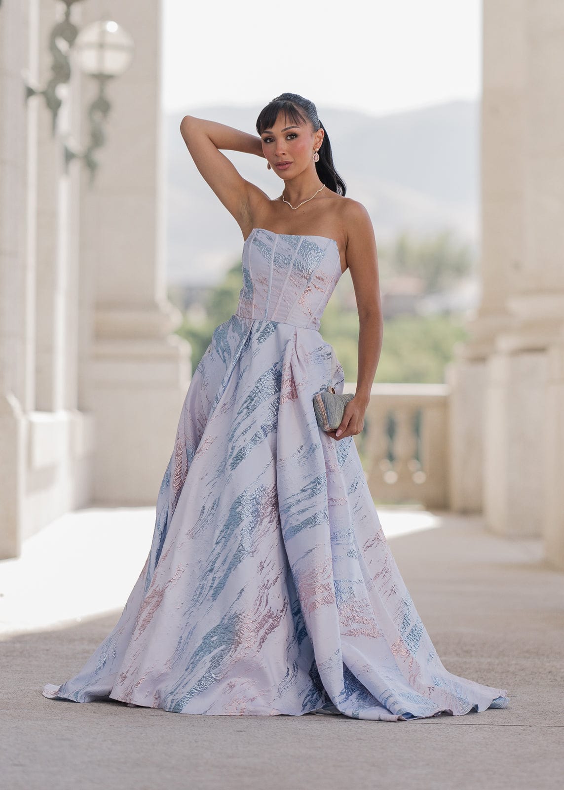 Nessa Metallic Dress - Blue | Occasion Dress in Sizes XXS6X | JessaKae Nessa Metallic Dress - Blue | Occasion Dress in Sizes XXS6X | JessaKae