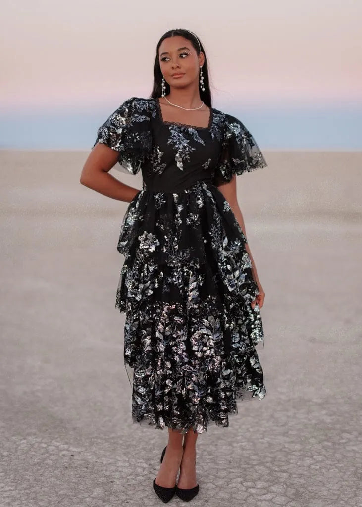 Selena Dress Dresses - JessaKae - Selena Dress - Black Shimmer / XXS