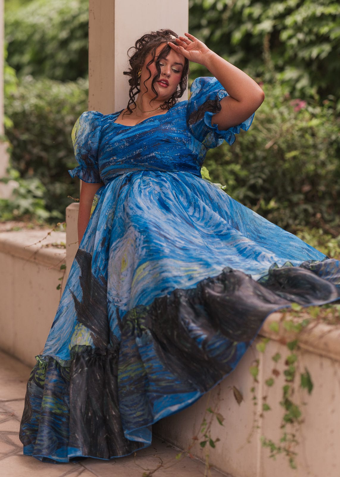 chic size inclusive model wearing JessaKae Starry Night Dress