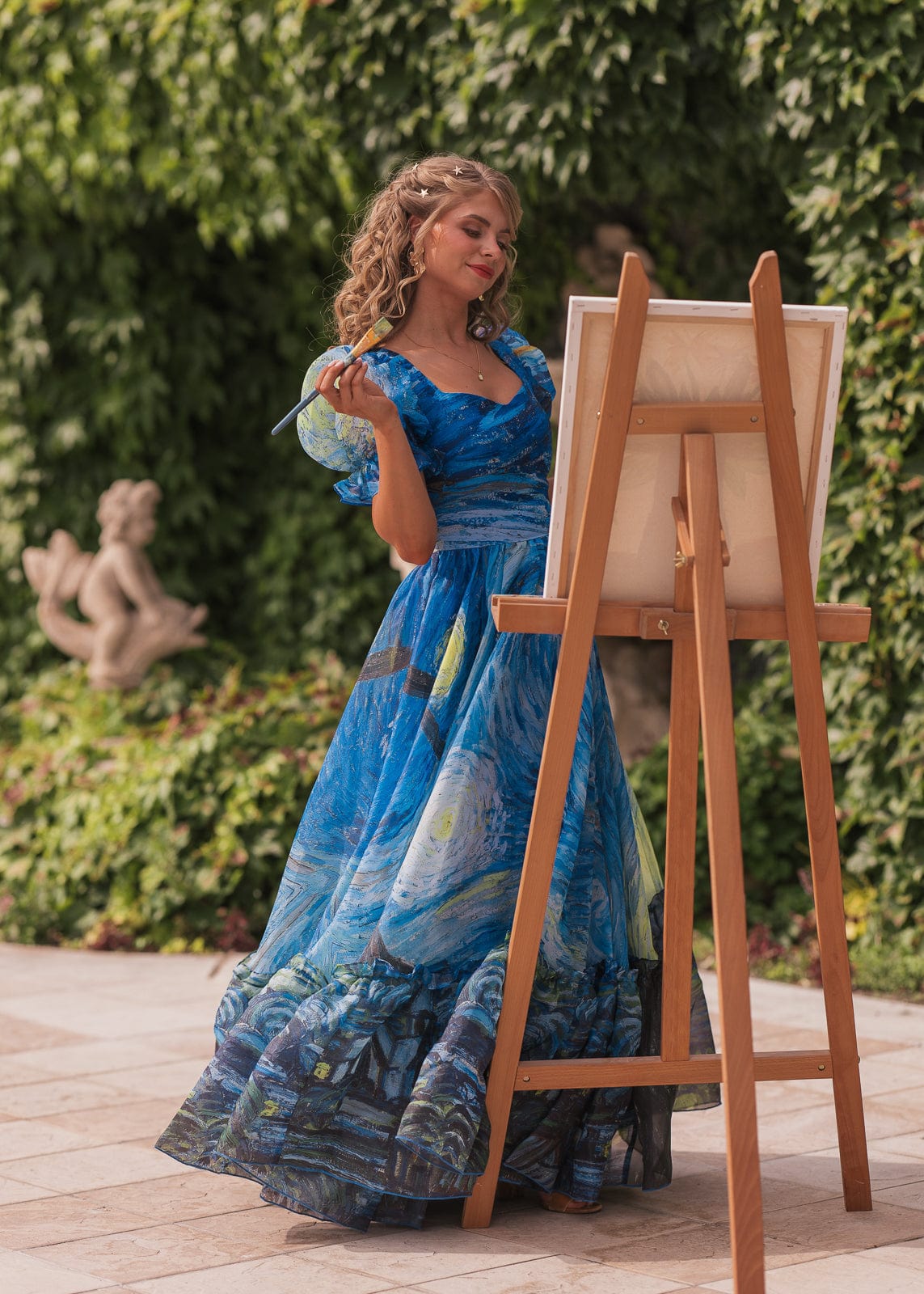 chic size inclusive model wearing JessaKae Starry Night Dress