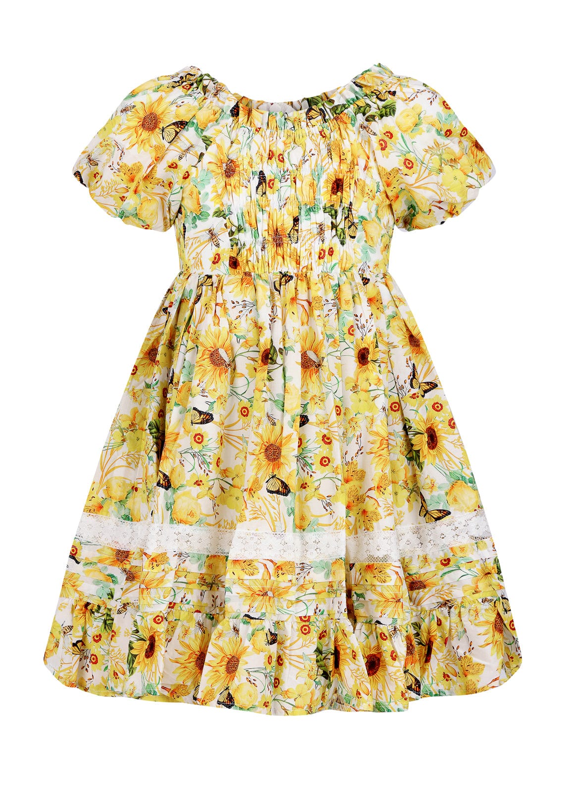 chic size inclusive model wearing JessaKae Sunflowers Girls Dress