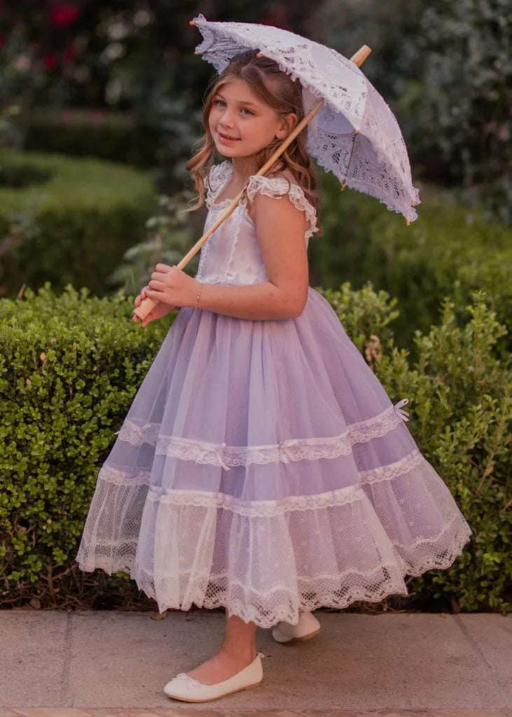 Teacup Girls Dress Girls Dress - JessaKae - Teacup Girls Dress - Lavender Sugar / 12-18M