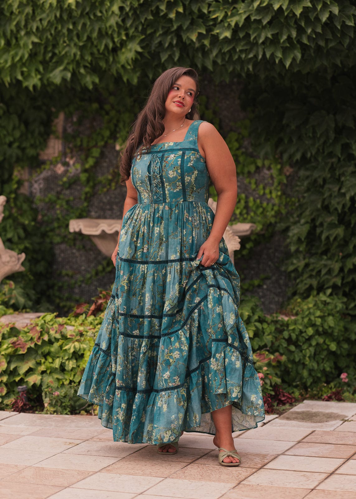 chic size inclusive model wearing JessaKae Van Gogh Dress