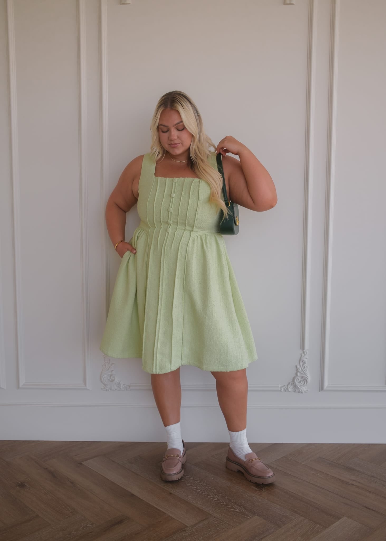 Waldorf Tweed Boucle Dress - Green | Occasion Dress in Sizes XXS6X | JessaKae Waldorf Tweed Boucle Dress - Green | Occasion Dress in Sizes XXS6X | JessaKae