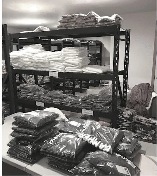 Shelving filled with early JessaKae inventory