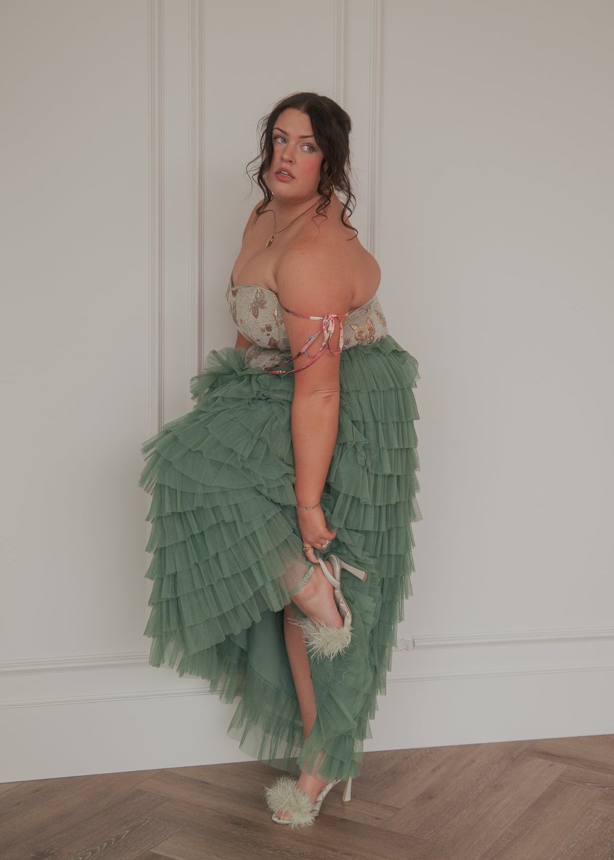 slim fit dress slacks Butterfly Corset | Green | Occasion Dress in Sizes XXS–6X