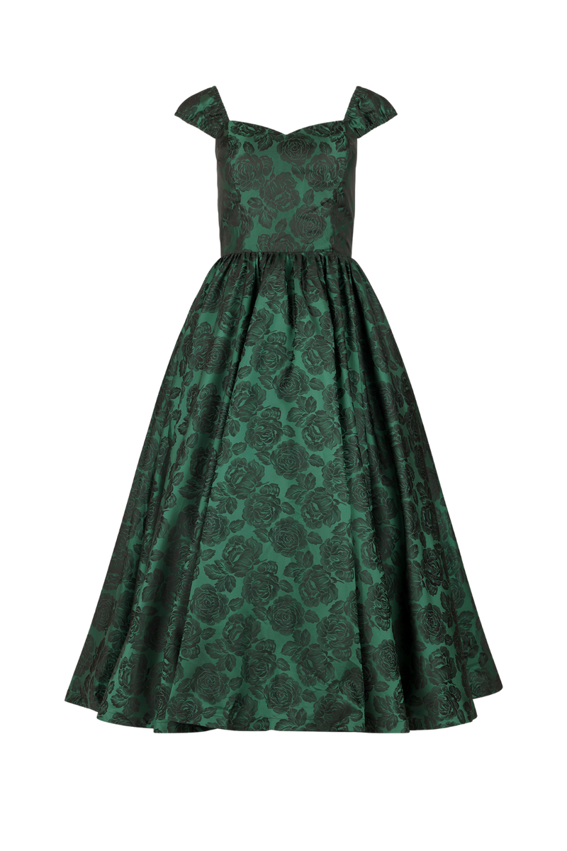 chic size inclusive model wearing JessaKae Campbell Midi Corset Dress Green Dresses