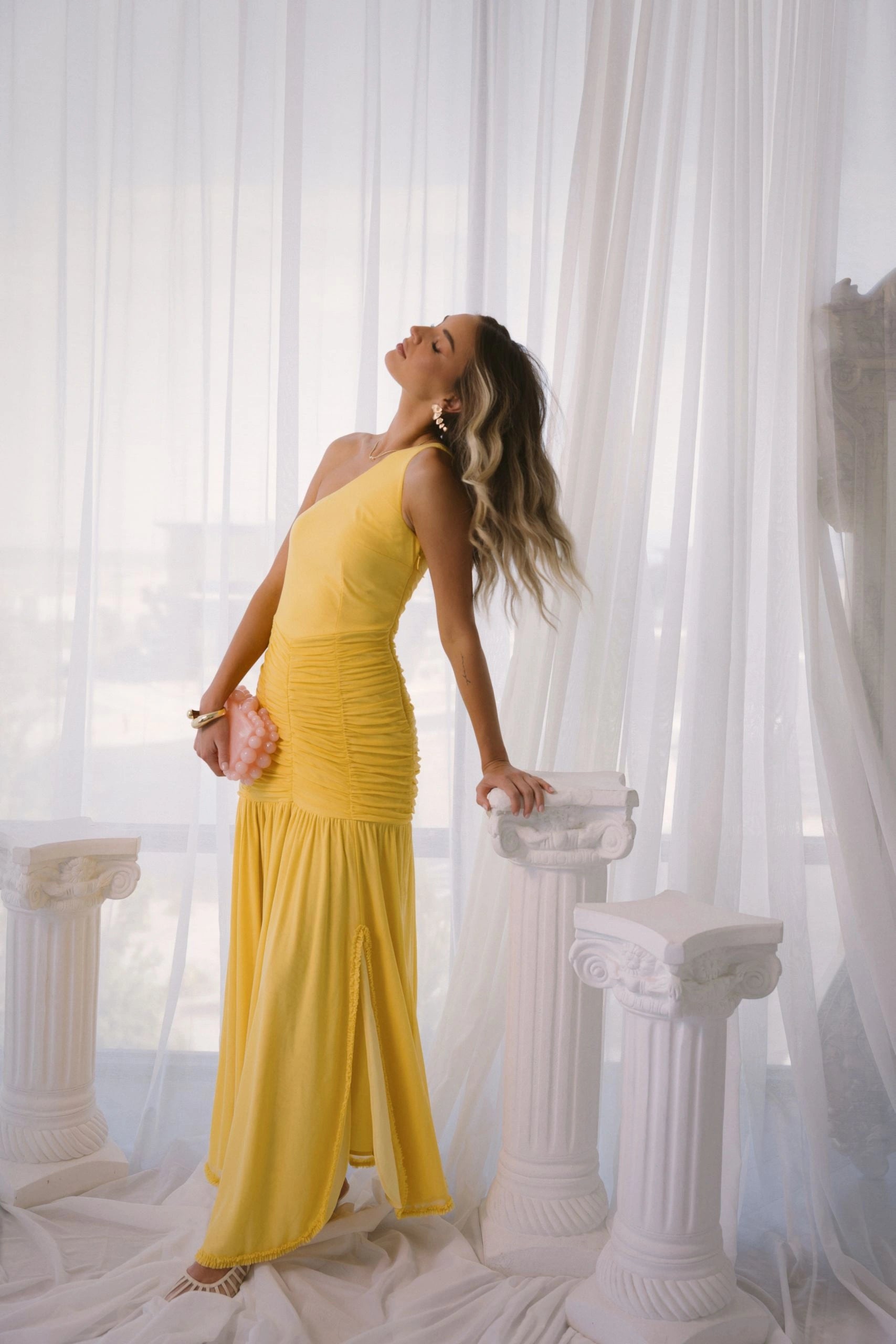 drop waist yellow dress Kadi Yellow Cotton Poplin Drop Waist Corset Mini Dress
