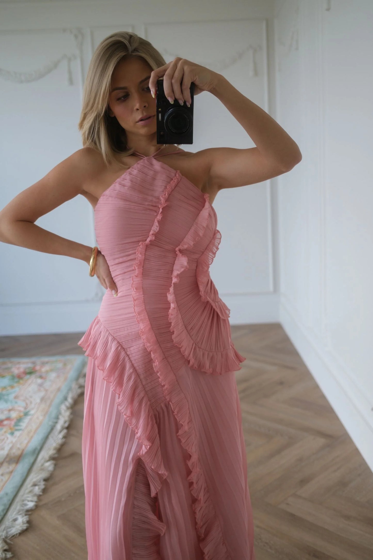 Coralyn Halter Pleated Dress