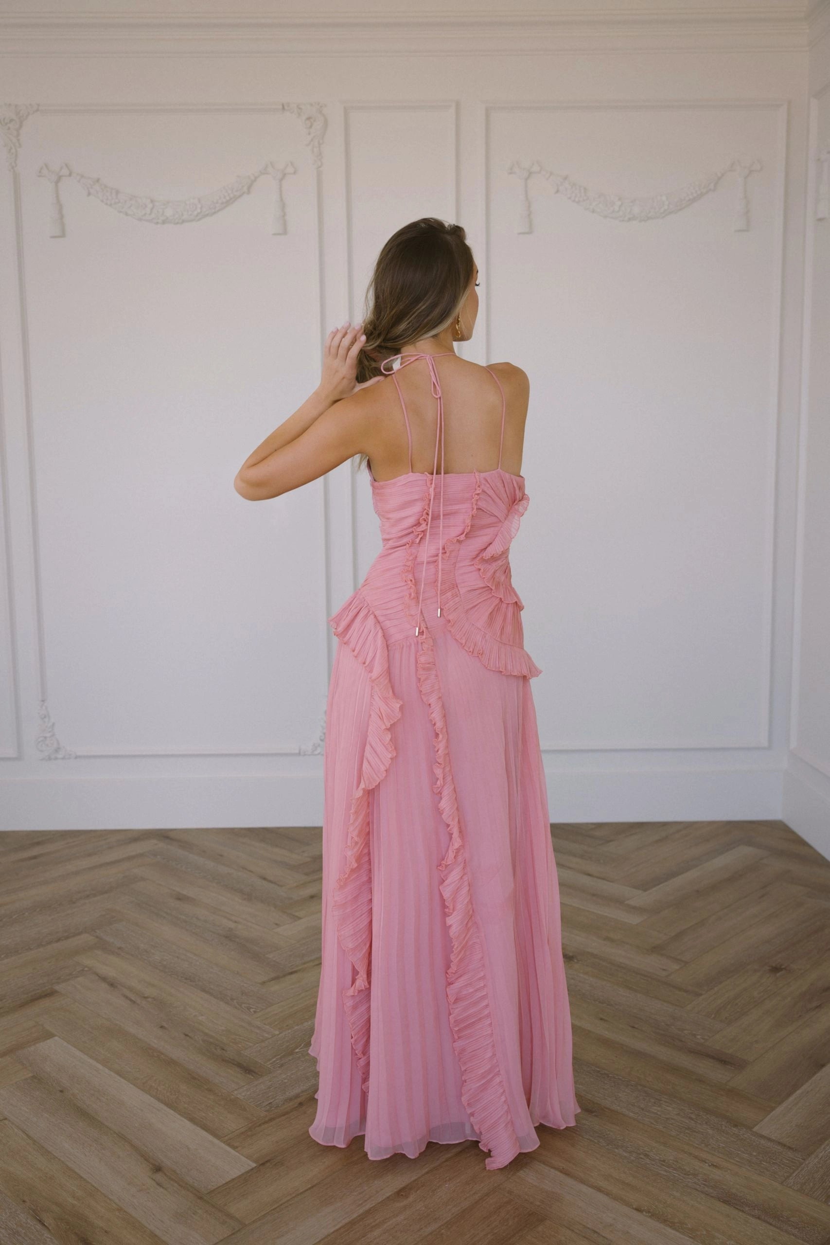 Coralyn Halter Pleated Dress | Occasion Dress in Sizes XXS–6X