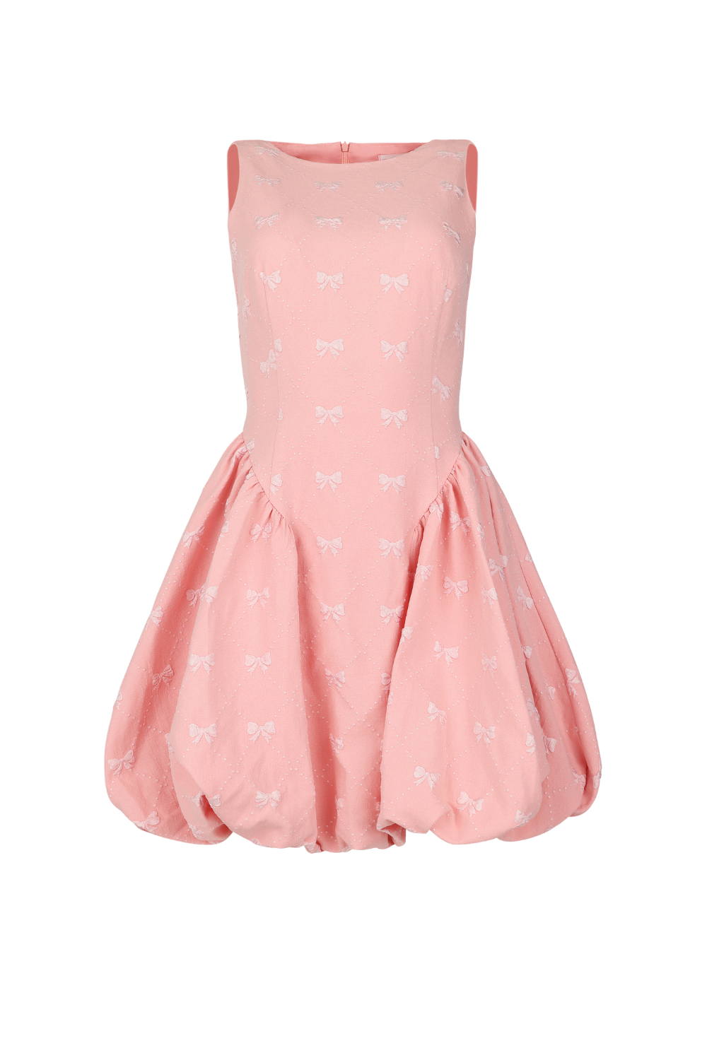 chic size inclusive model wearing JessaKae Scarlett Bubble Hem Mini Dress - Pink
