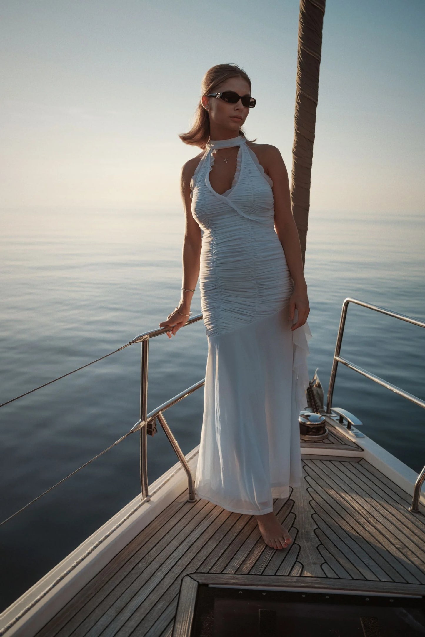 Aquamarine Halter Drop-Waist Dress