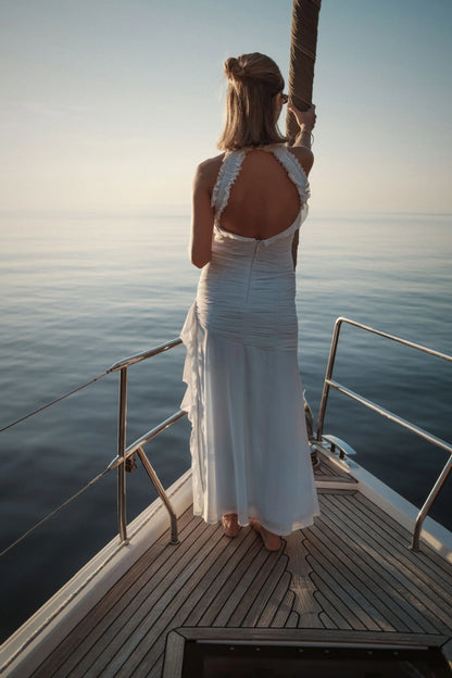 Aquamarine Halter Drop-Waist Dress