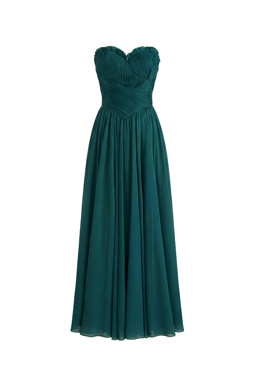 Alaria Dress in teal, ghost mannequin front view