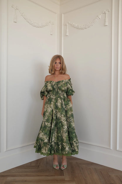 Jessa wearing the JessaKae Cerise Dress in green floral