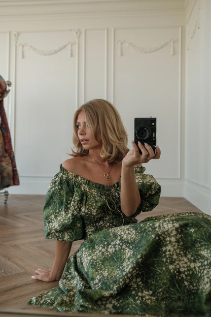 Jessa wearing the JessaKae Cerise Dress in green floral