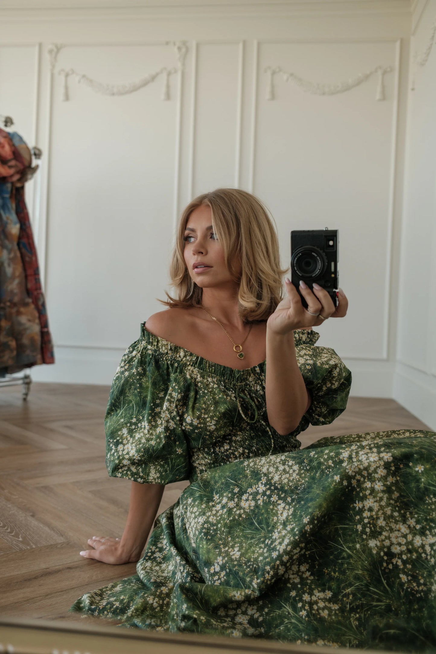 Jessa wearing the JessaKae Cerise Dress in green floral