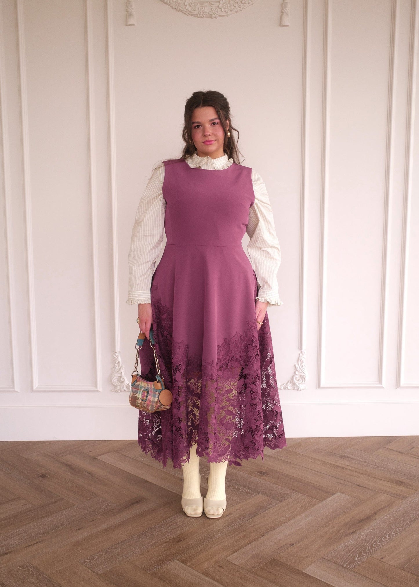 chic size inclusive model wearing JessaKae Adara Dress