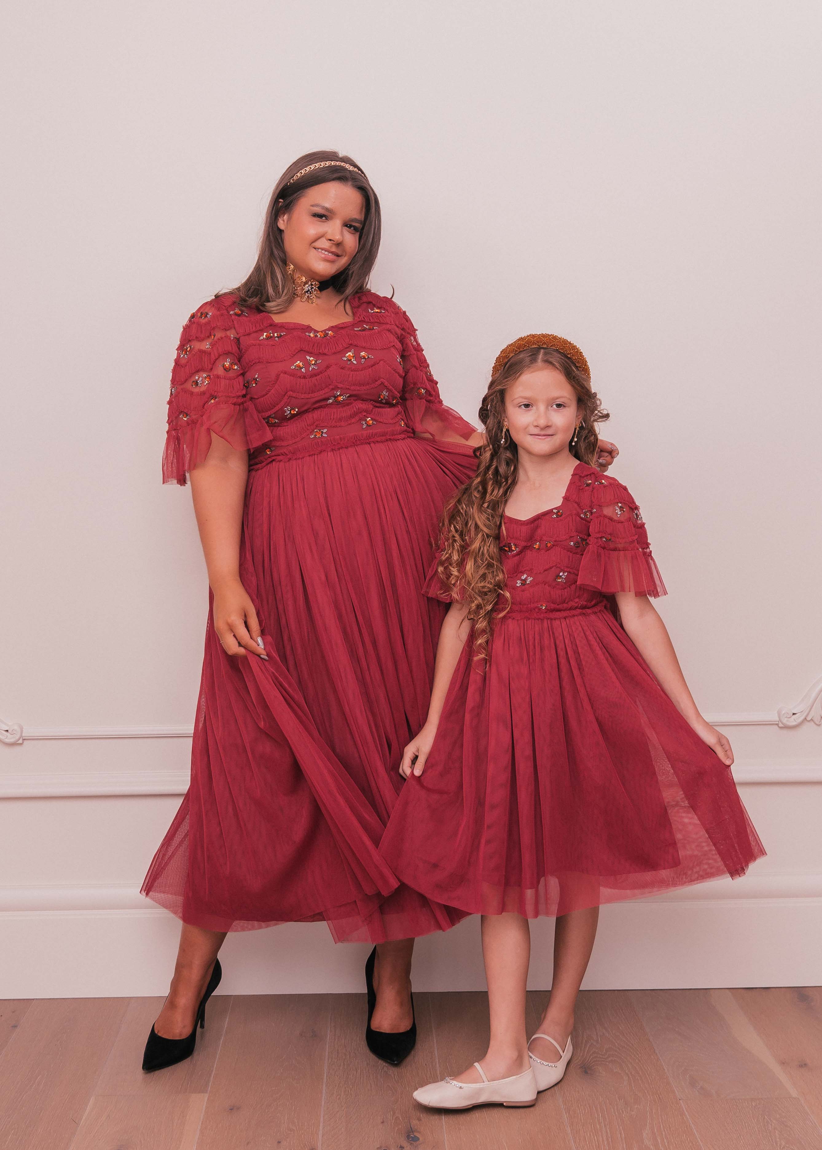 Adele Girls Dress - Burgundy