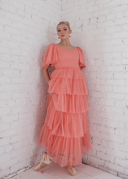 Allegro Dress - Coral Dresses - JessaKae - Allegro Dress - Coral - Allegro Coral / XXS