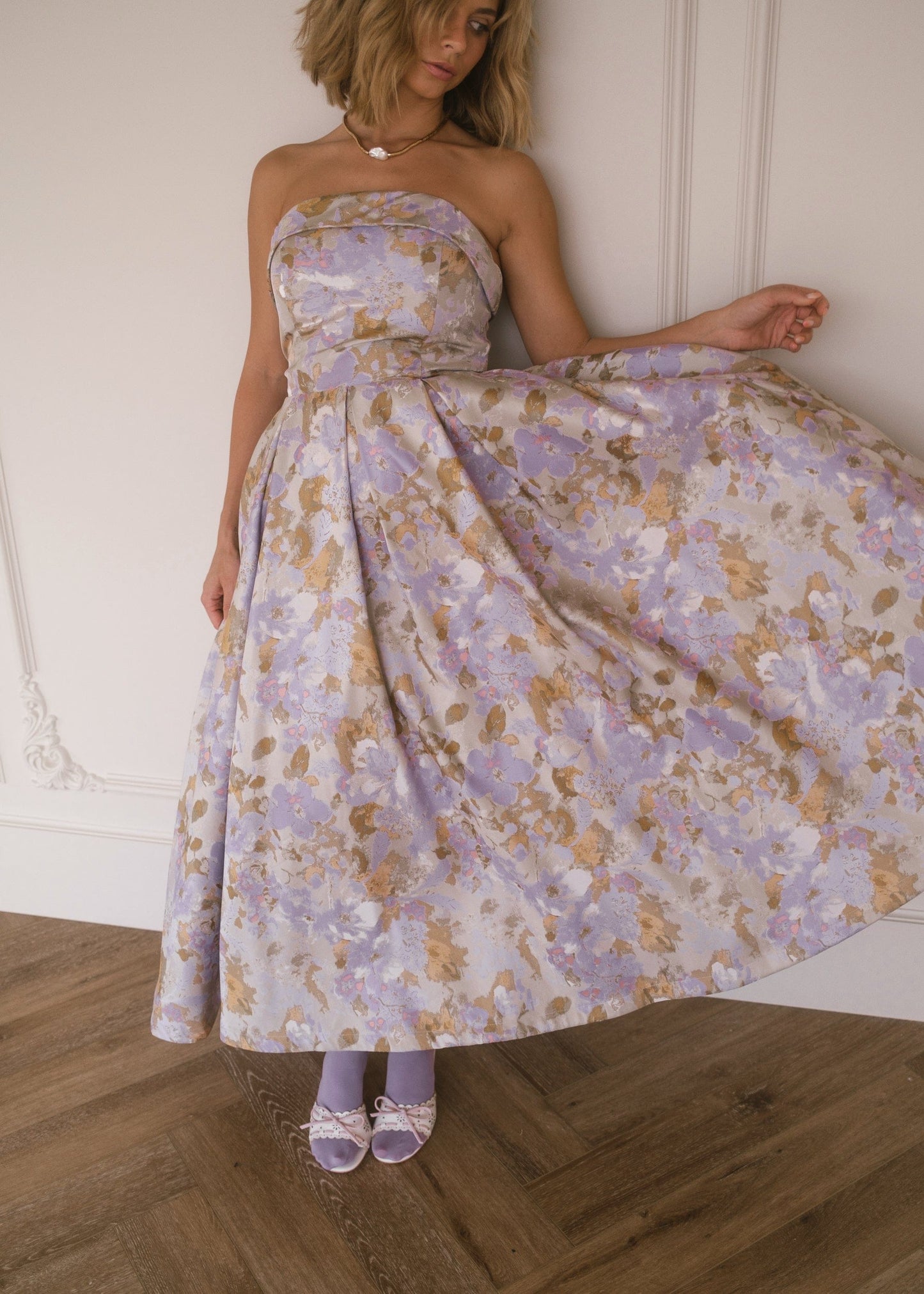 chic size inclusive model wearing JessaKae Anastelle Dress