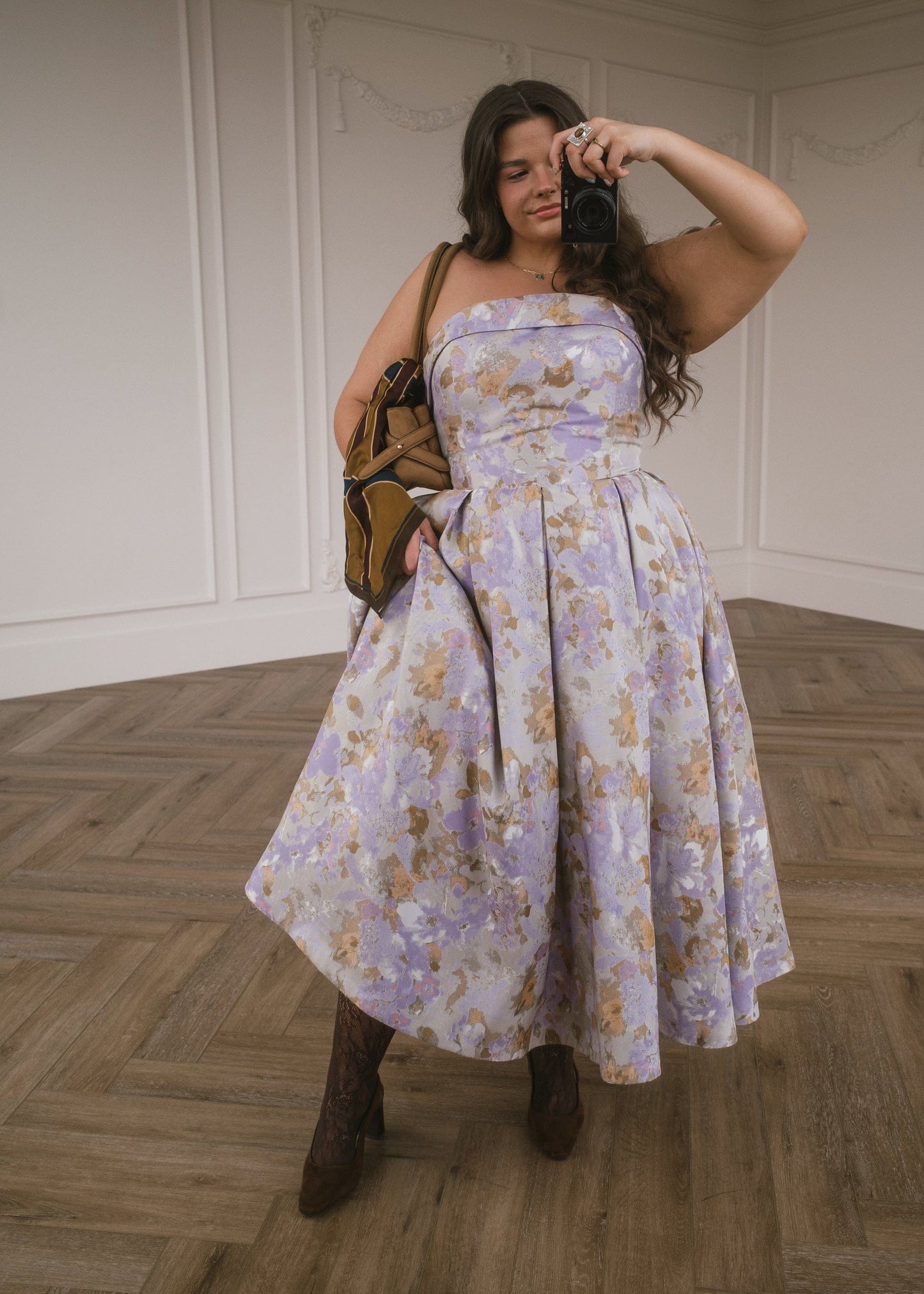 chic size inclusive model wearing JessaKae Anastelle Dress