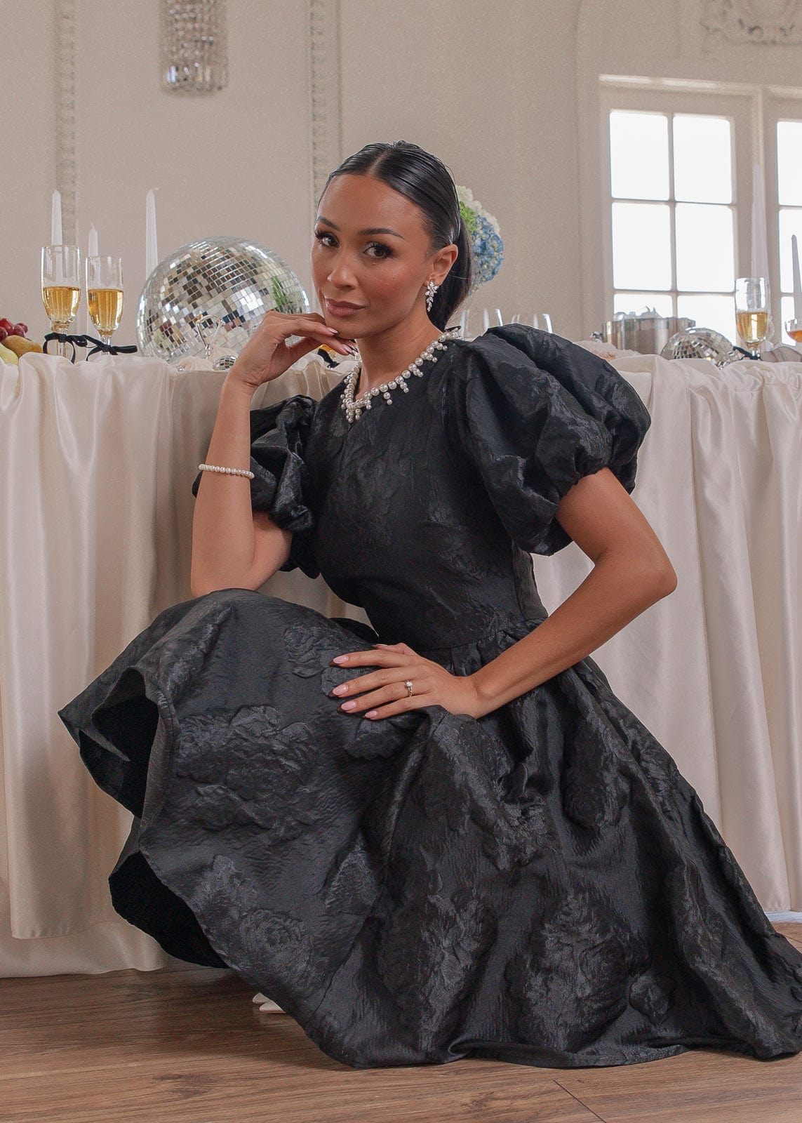 chic size inclusive model wearing JessaKae Angelina Dress