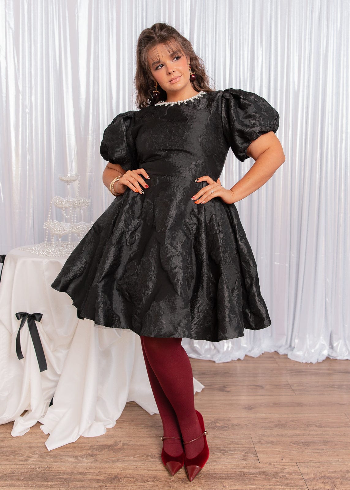 chic size inclusive model wearing JessaKae Angelina Dress