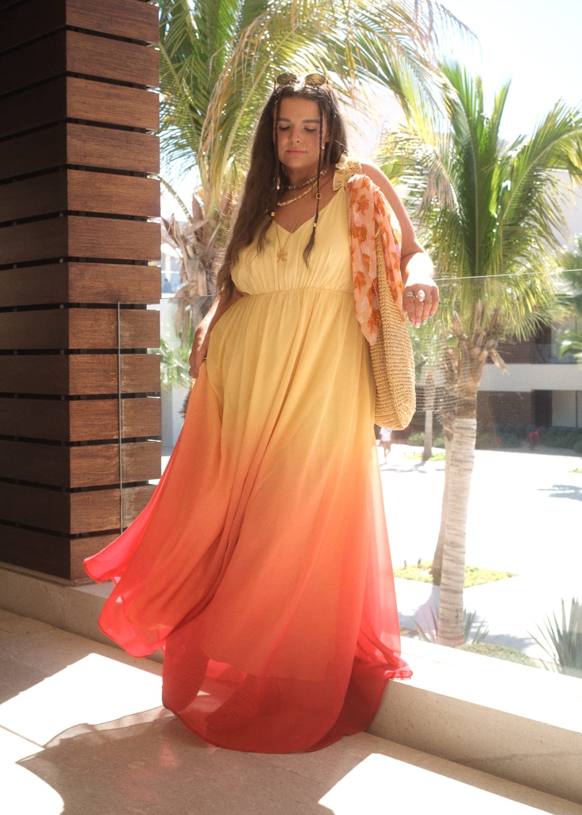 chic size inclusive model wearing JessaKae Anya Dress