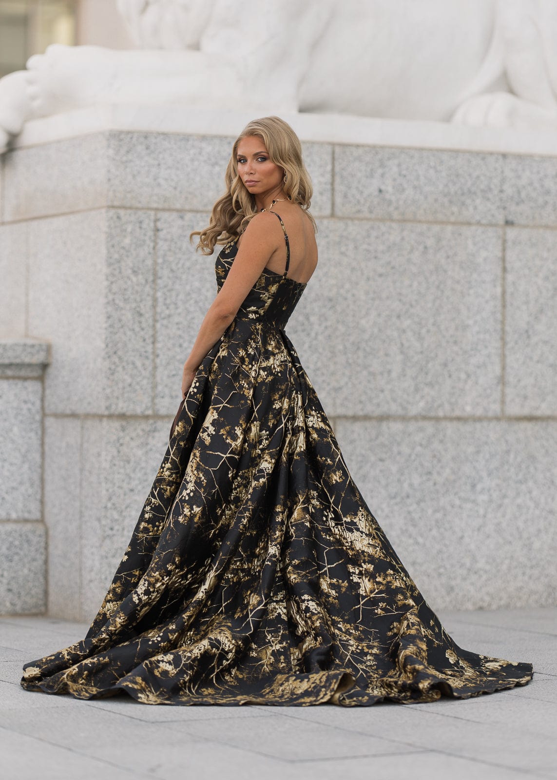 Arabella Sleeveless Gold Foil High Slit Formal Dress - Black | Occasion Dress in Sizes XXS6X | JessaKae Arabella Sleeveless Gold Foil High Slit Formal Dress - Black | Occasion Dress in Sizes XXS6X | JessaKae