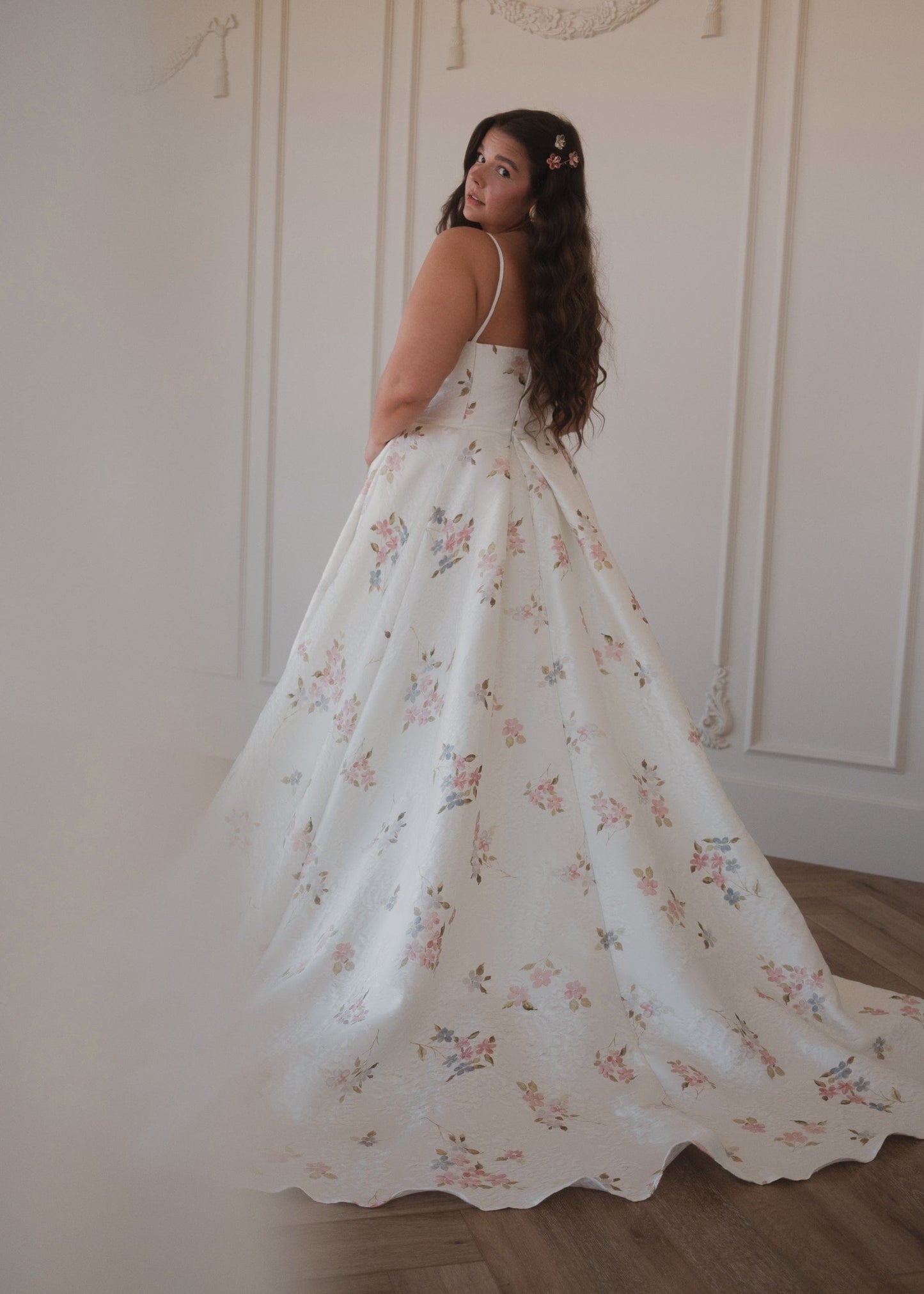 chic size inclusive model wearing JessaKae Arabella Dress White