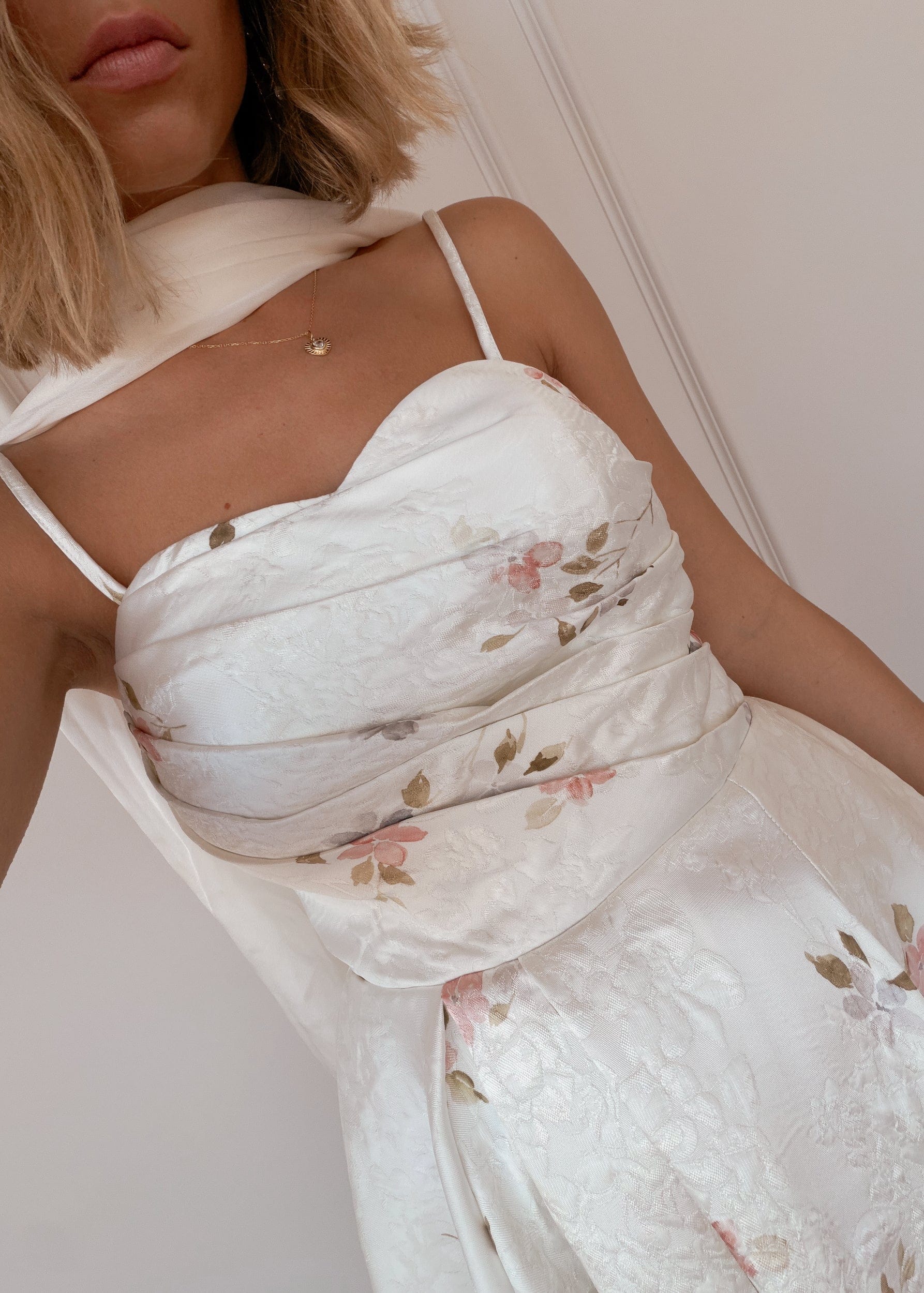 chic size inclusive model wearing JessaKae Arabella Dress White