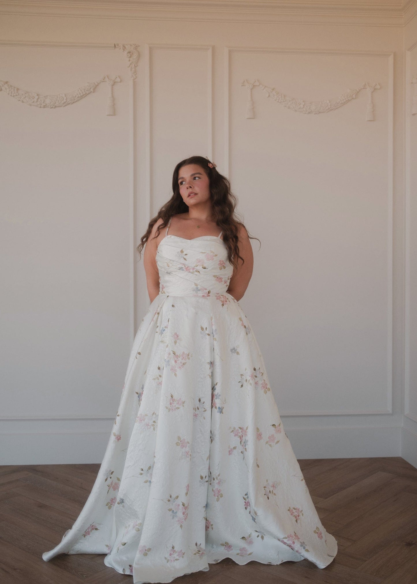 chic size inclusive model wearing JessaKae Arabella Dress White