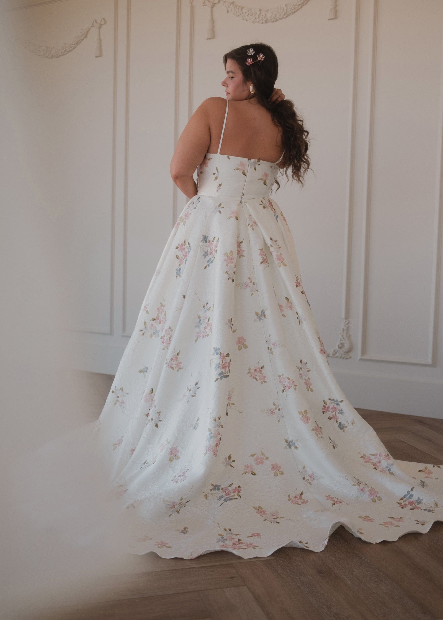 chic size inclusive model wearing JessaKae Arabella Dress White