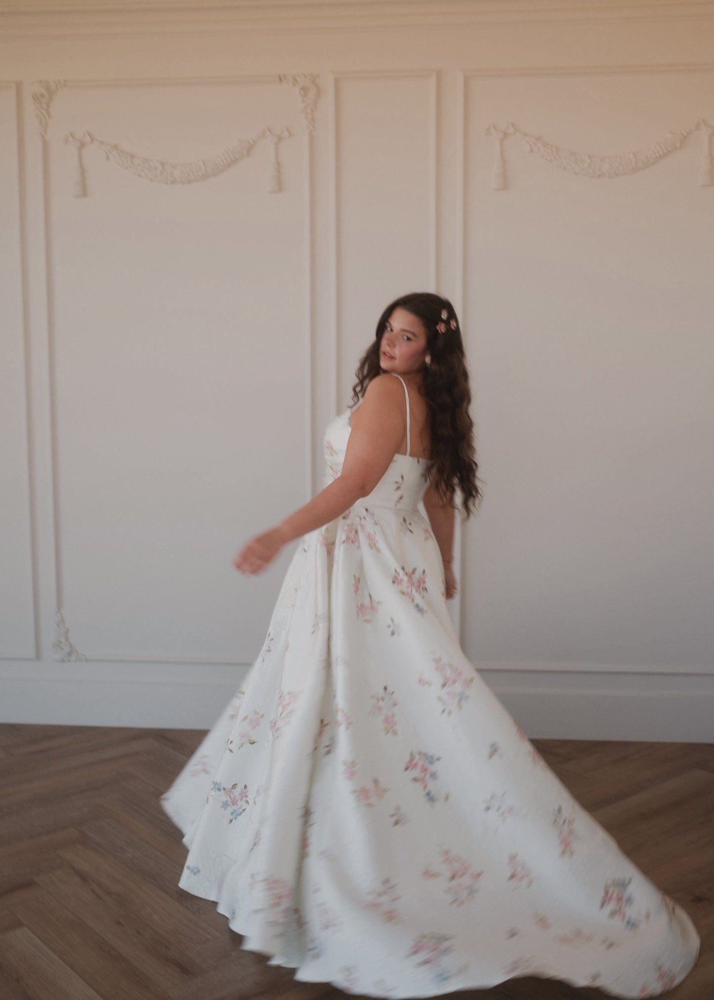 chic size inclusive model wearing JessaKae Arabella Dress White