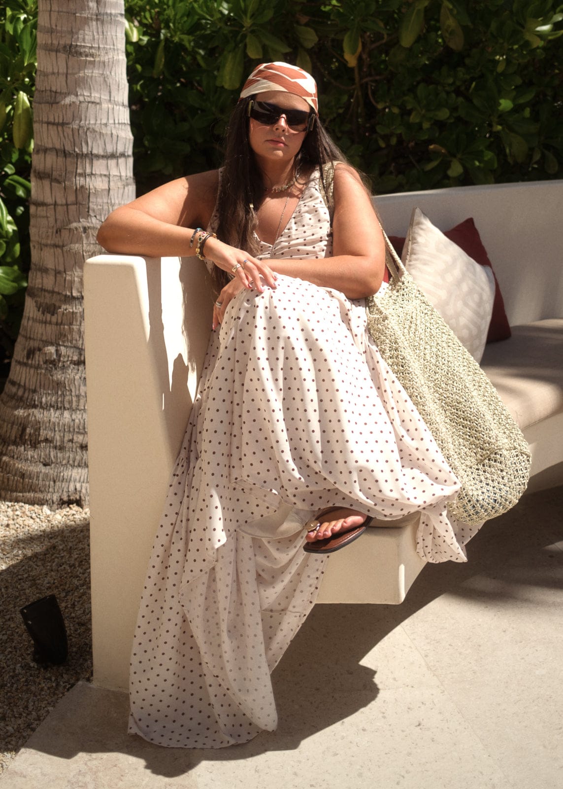 chic size inclusive model wearing JessaKae Bali Dress