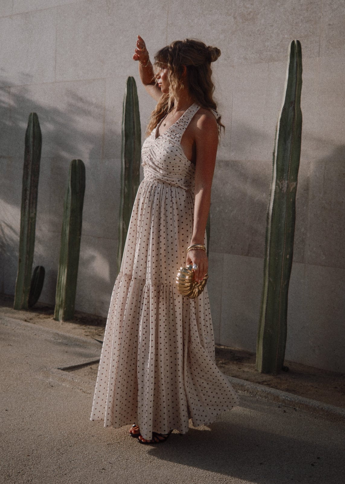 chic size inclusive model wearing JessaKae Bali Dress