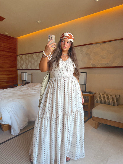 chic size inclusive model wearing JessaKae Bali Dress